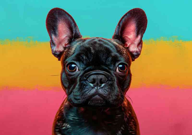 French buldog in a tri coloured background | Canvas