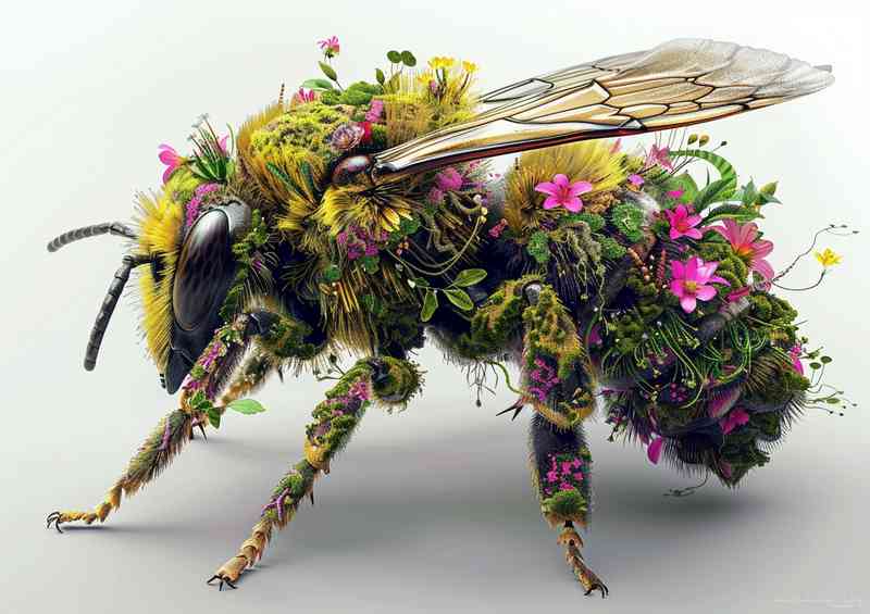 Beautiful Bee with flowers | Di-Bond