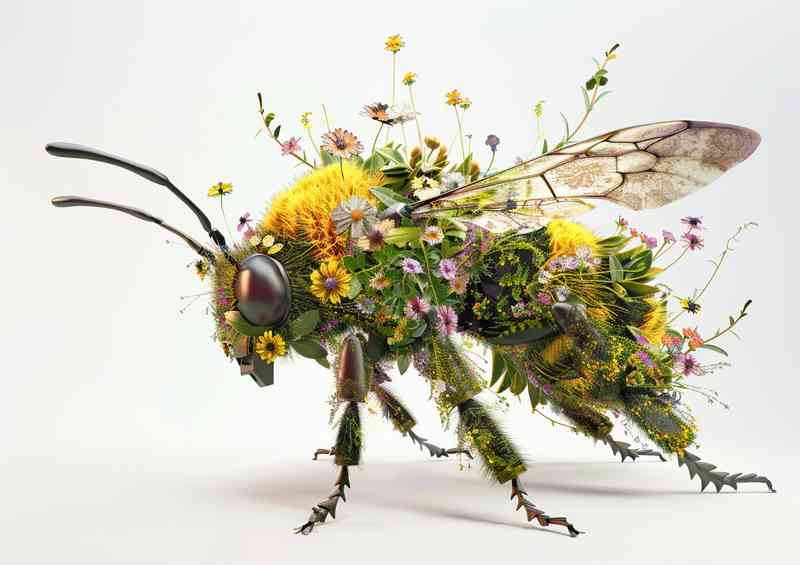 Bee made with flowers and plants | Poster