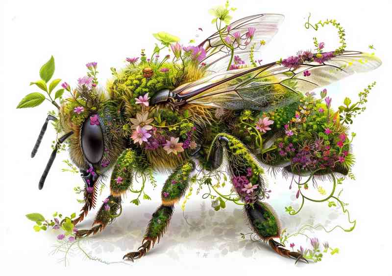 Honey Bee with flowers and moss | Poster