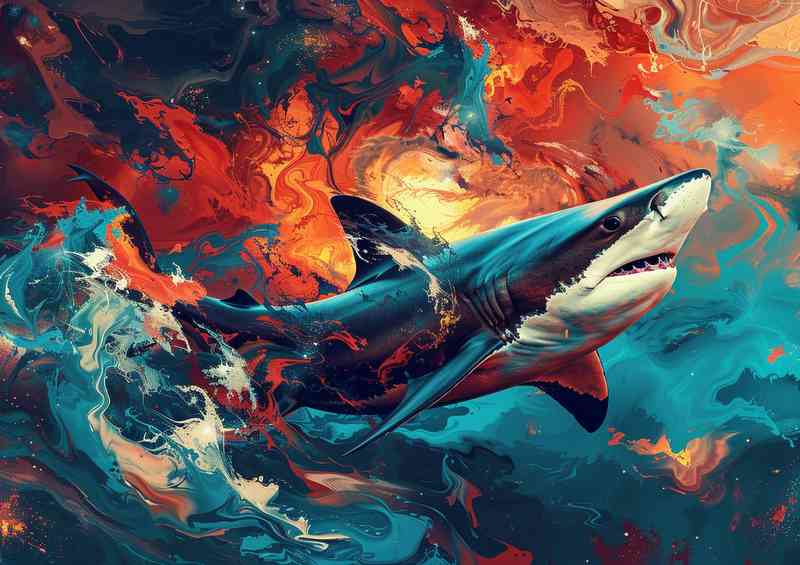 Beautiful sea scene featuring a shark | Poster