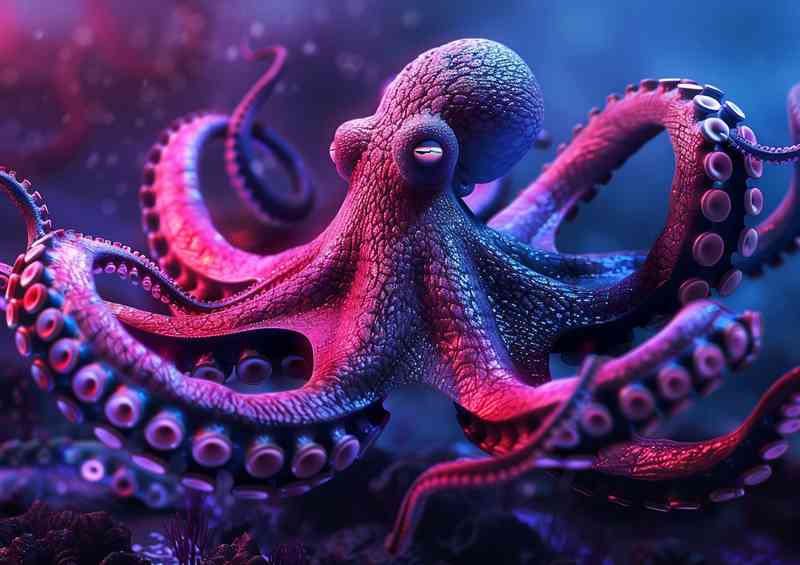 Ocean Octopus in pink with black tentacles | Di-Bond