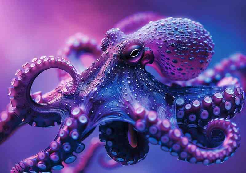 Octopus in pink with black tentacles | Di-Bond