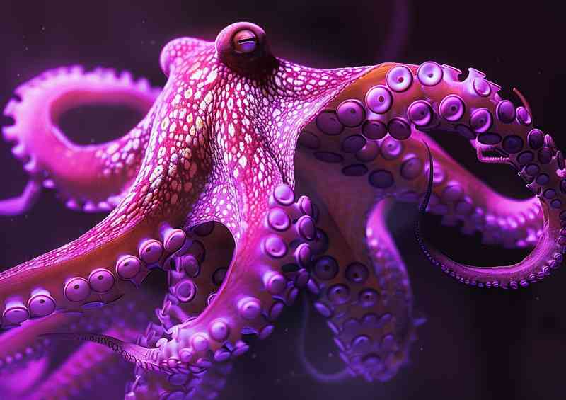 Pink octopus in the darkness | Canvas