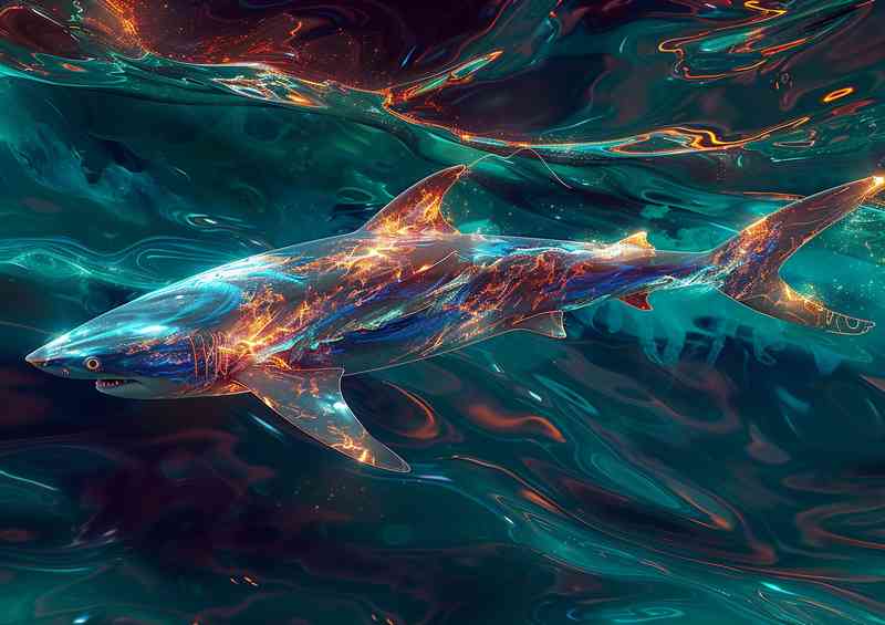 Sea scene featuring a shark in the Ocean | Canvas