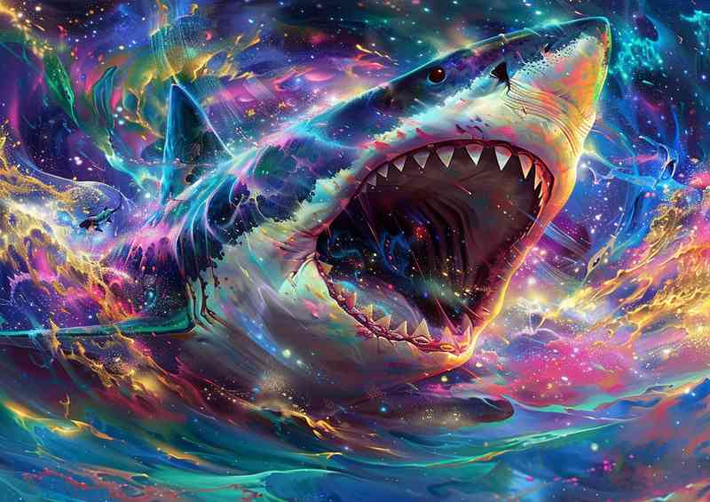 Shark in the style of colorful fantasy | Metal Poster
