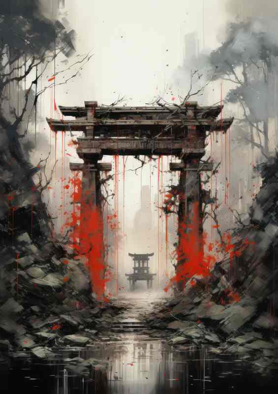 Shinto Shades Torii Gate in Ink and Hue | Di-Bond