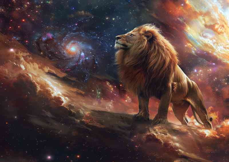 A Lone Lion standing in space | Poster