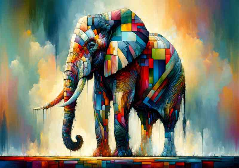 Abstract and colorful form of a majestic elephant | Poster