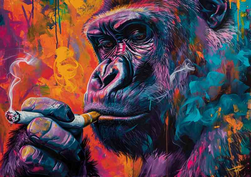 Abstract painting of a bad boy gorilla | Metal Poster