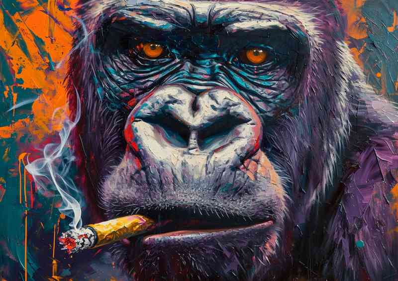 Abstract painting of a gorilla street art | Metal Poster