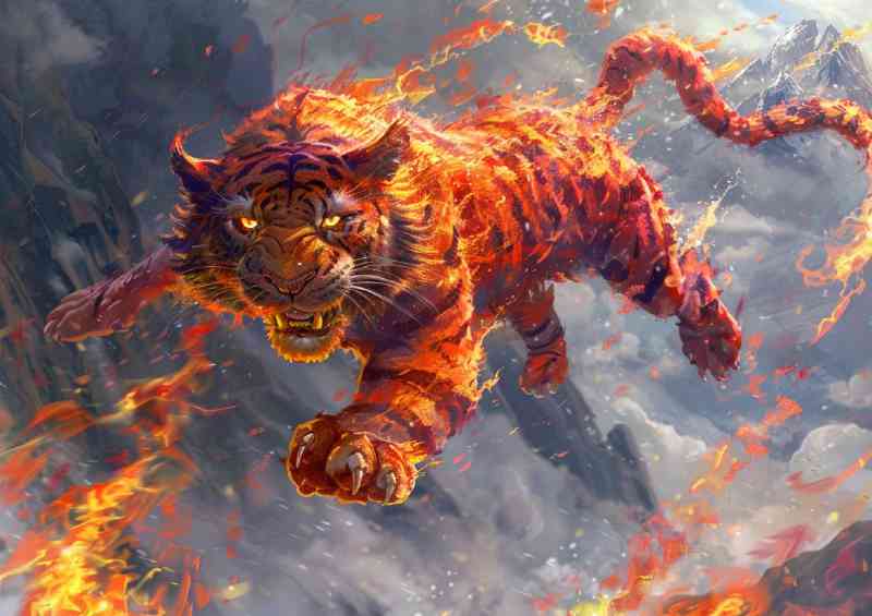 Anthropomorphic red Tiger | Metal Poster