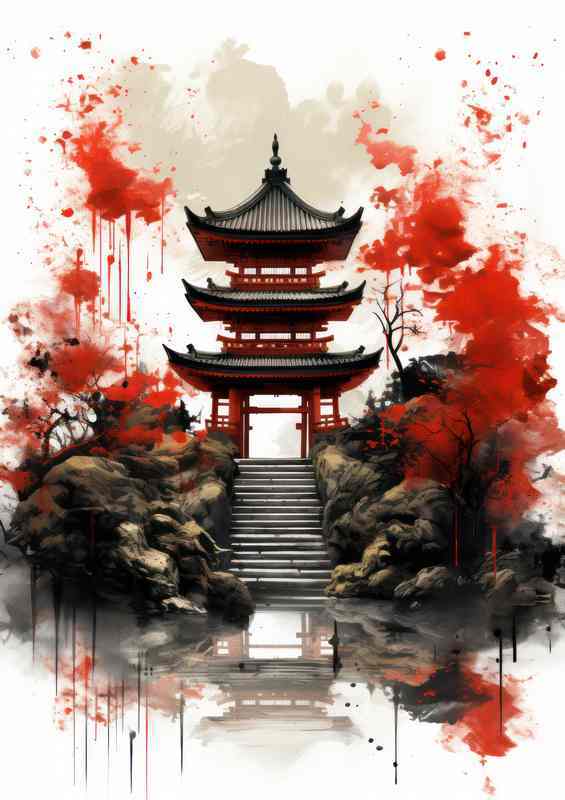 Torii Travels Watercolor Japans Soul | Metal Poster