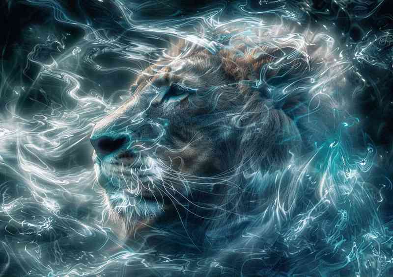 Beautiful Lion magic surrounded by light | Metal Poster
