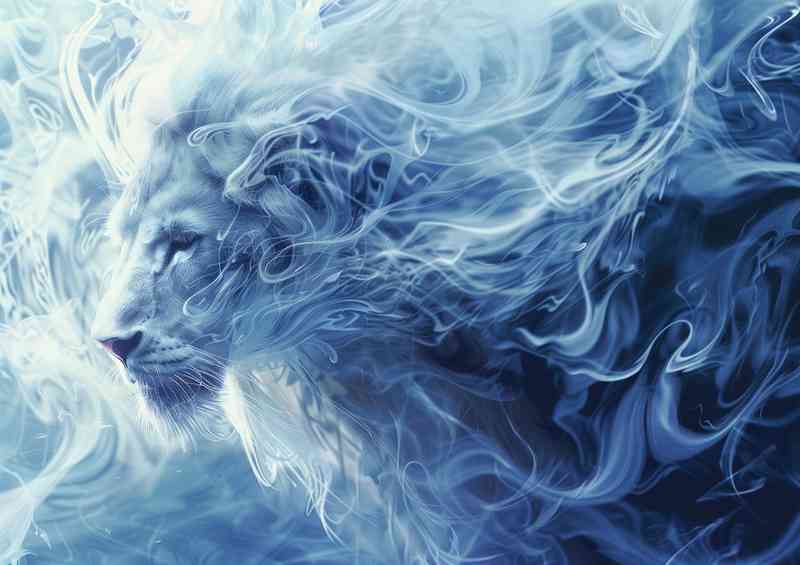 Beautiful Lion with a blue aura | Metal Poster