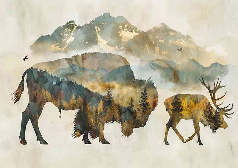 Buffalo and antolpoe on the plane | Metal Poster