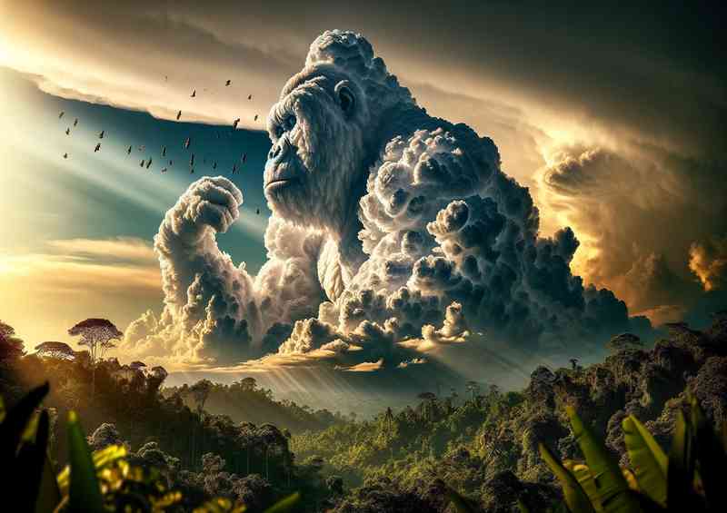 Clouds form the shape of a majestic gorilla in the sky | Canvas