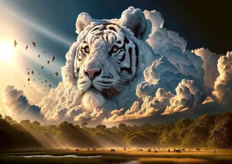 Clouds form the shape of a majestic tiger in the sky | Poster