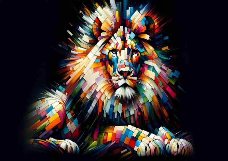 Colorful essence into the form of a majestic lion | Poster