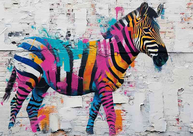 Colorful zebra on a white background | Di-Bond