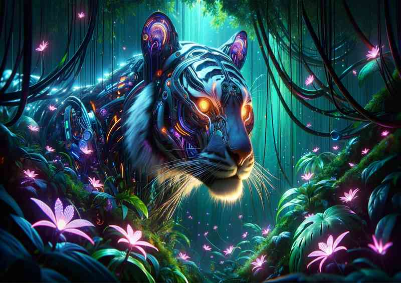 Cybernetic tiger its body organic and mechanical elements | Di-Bond