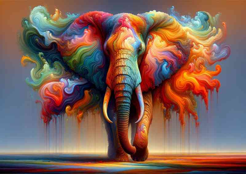 Elephant with rich swirling colors adorning its form | Poster