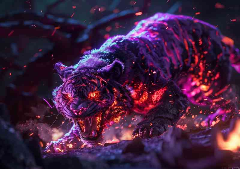 Flame coloured purple Tiger | Poster
