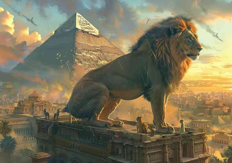 Giant Lion on a pyramid | Poster
