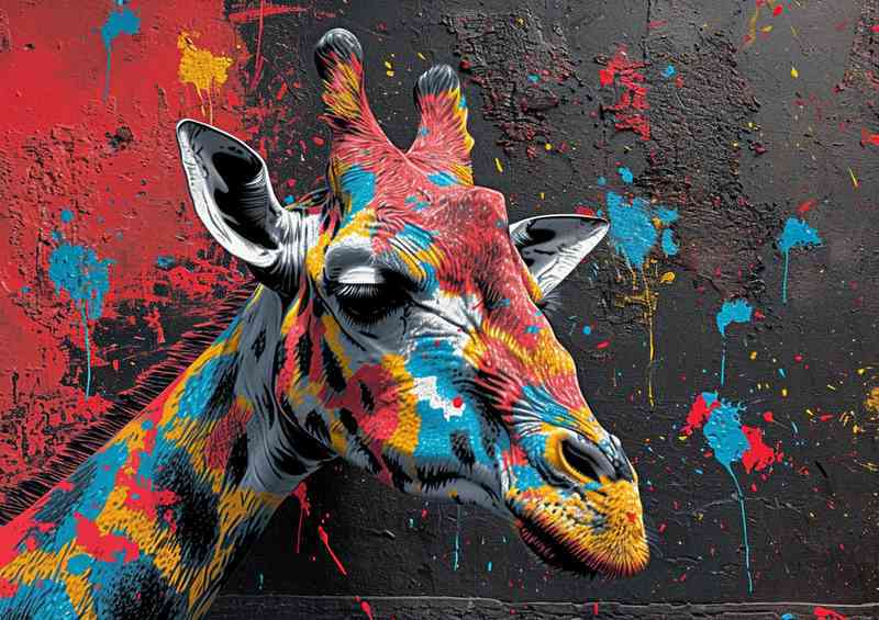Giraffe in full splash art style | Metal Poster