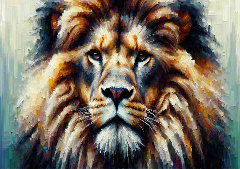 Heavy palette knife technique to capture the lion | Poster