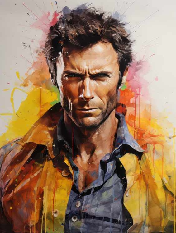 Clint Eastwood Painting style | Metal Poster