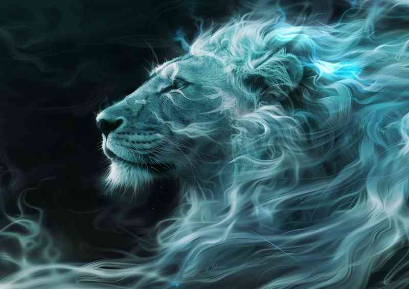 Lion in the style of cosmic symbolism air | Canvas