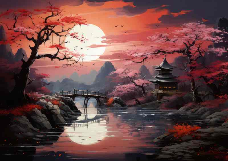 Bridging Blooms Lake side Cherry Blossoms | Di-Bond