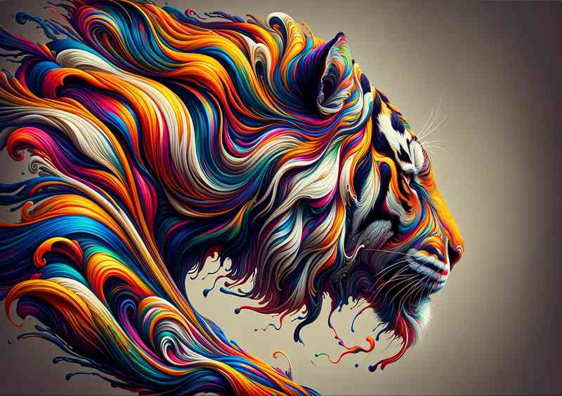 Majestic essence of a tiger with vibrant swirling stripes | Metal Poster