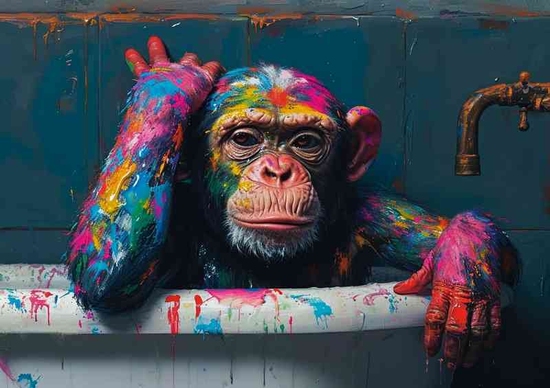 Monkey just finished painting the bathroom | Poster