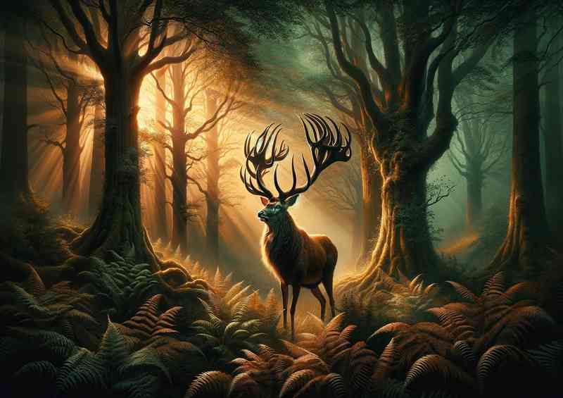 Noble Stag its antlers forming intricate spirals | Canvas