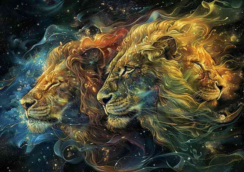 Pair of Lions in the skys | Poster
