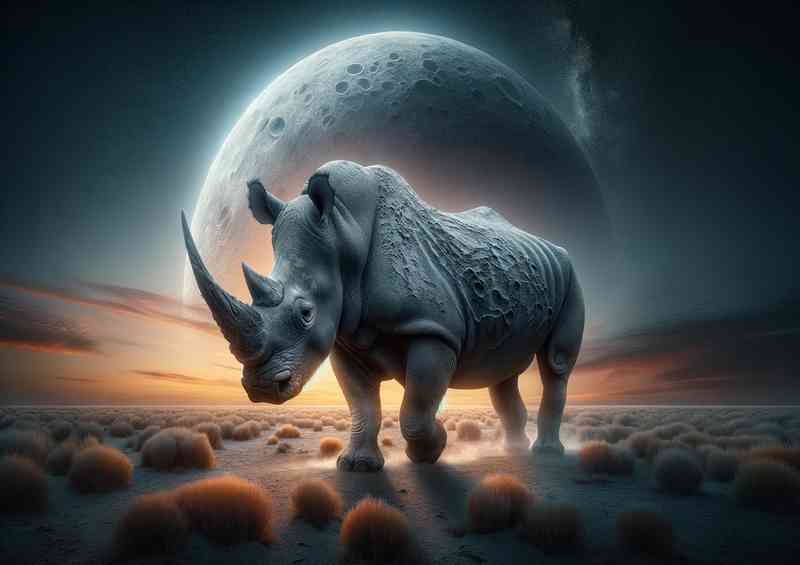 Powerful Rhinoceros its skin textured with shades of gray | Canvas