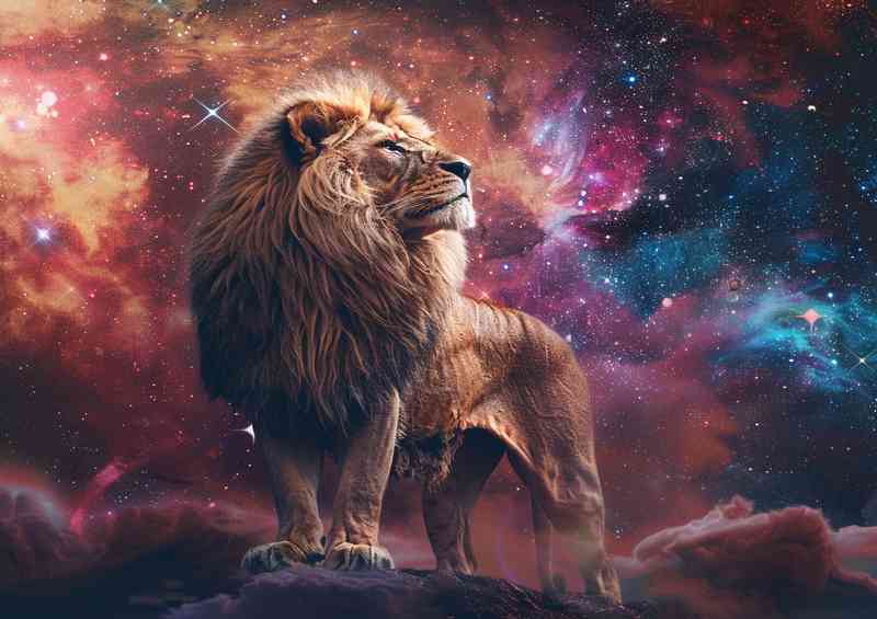 Proud Lion Star Gazing | Poster