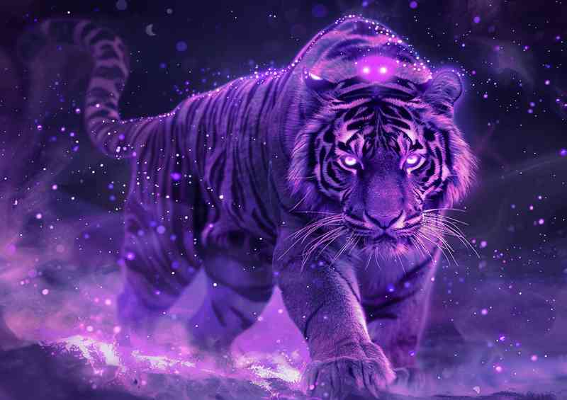 Purple tiger with purple stars | Poster