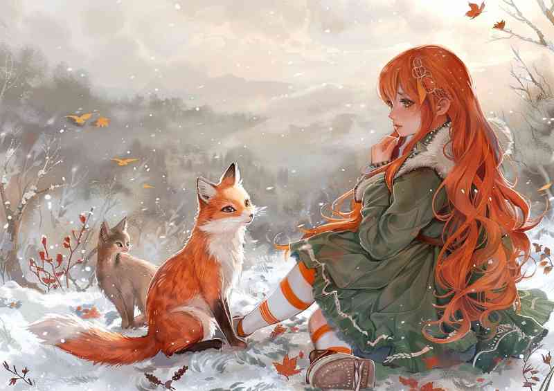 Red Hairedgirl and the fox | Di-Bond