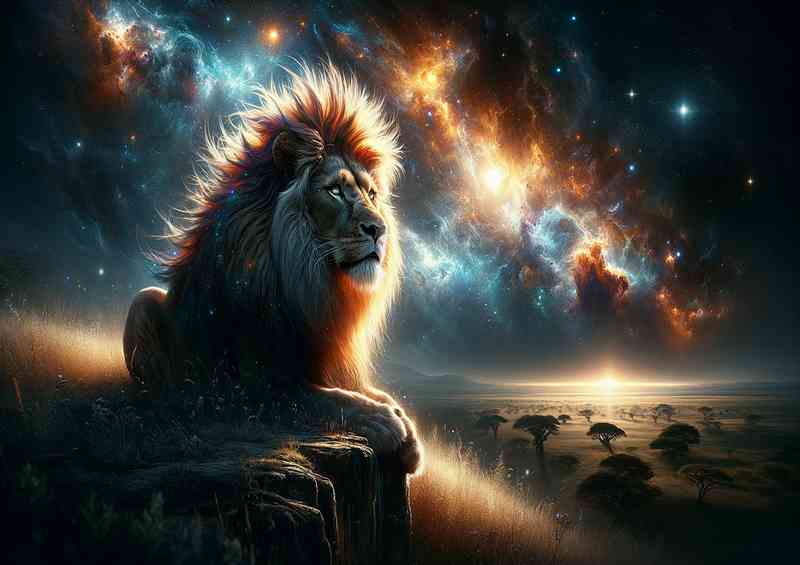 Resplendent Lion its mane a cascade of solar flares | Metal Poster