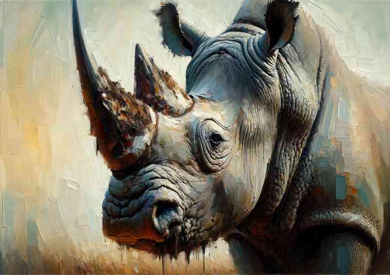 Rhinoceros using a heavy palette knife technique | Canvas