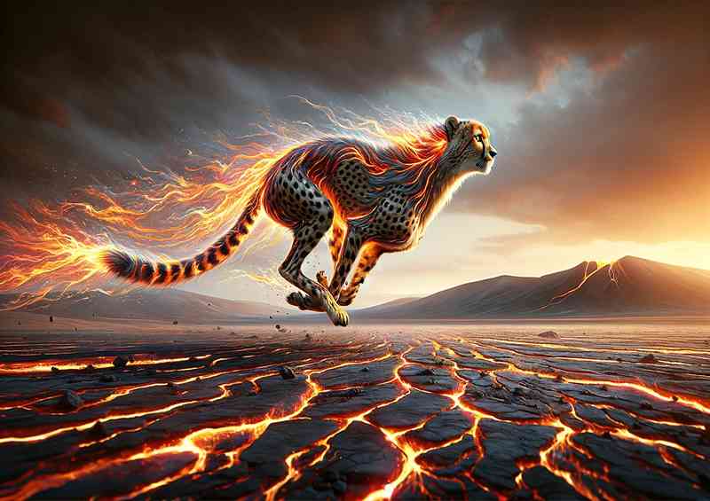 Sleek Cheetah its coat a flowing gold and fiery orange | Poster