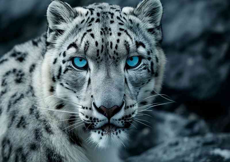 Snow leopars with amazing blue eyes | Poster