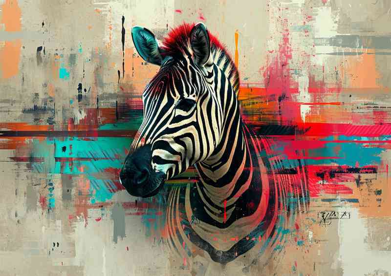 Splashed art painted Zebra | Metal Poster