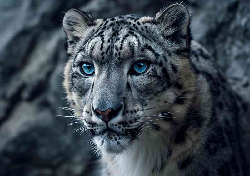 Ssnow leopards eyes look blue in this photo | Metal Poster