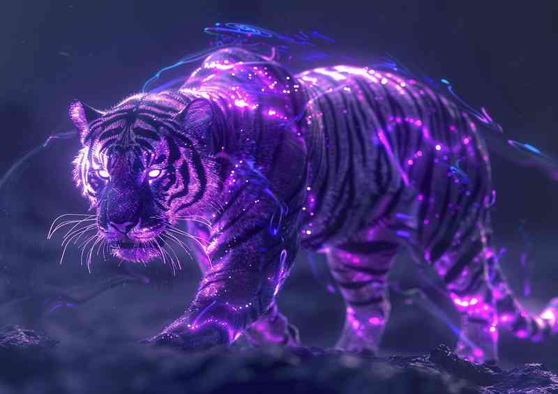 The Purple Tiger with white eyes | Metal Poster