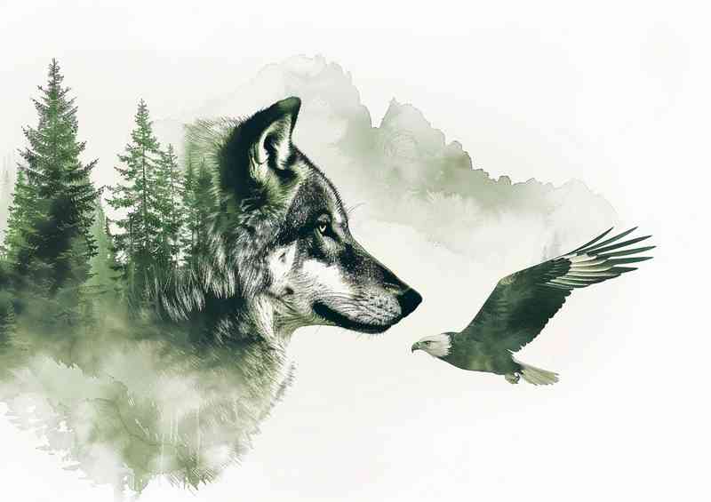 The Wolf behind the trees | Canvas