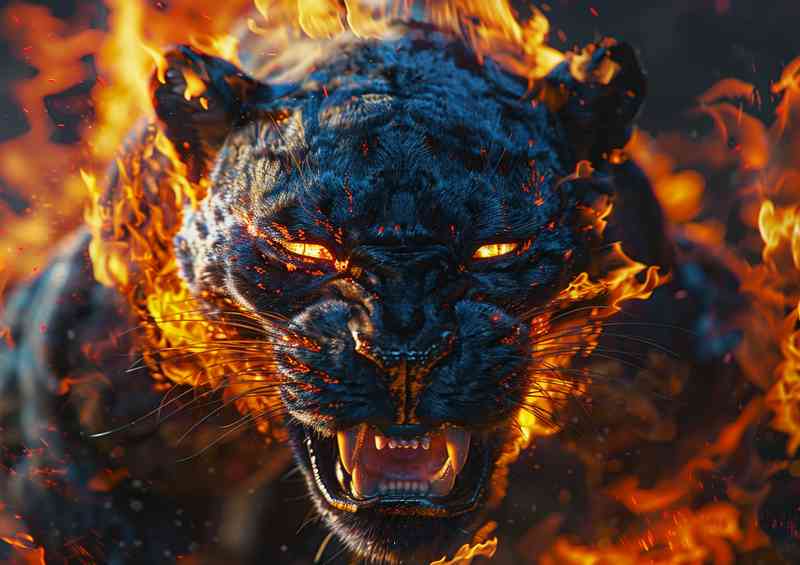 The black Panther is in flames | Canvas